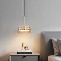 Lampu Gantung Kaca Amber Mewah Dengan Inti Akrilik Kristal Pencahayaan Gantung LED Modern untuk Dekorasi