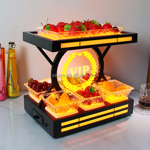 2-Tier LED Lighted Fruit Tray, 6+1 Compartment Luminous <b>Snack</b> Holder for Nightclub & <b>Bar</b> - Product Image 5