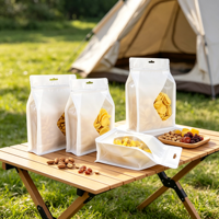 Sac Doypack en plastique blanc brillant à fond plat avec fermeture éclair refermable et fenêtre transparente, trou de suspension, idéal pour les noix, les snacks et les chips - Offre Spéciale