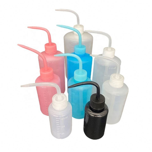 Pink Plastic Squeeze Bottle With Long Neck Spout Square Shape Screw Cap Household Use - Product Image 2