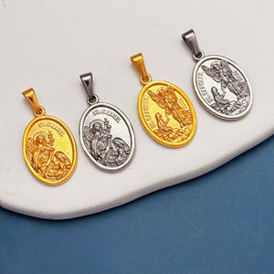 Pendentif Saint <span class=keywords><strong>Gabriel</strong></span> plaqué or, médaille en acier inoxydable Saint Raphaël Archange, pièce de monnaie, priez pour nous, bijoux religieux pour femmes et hommes - Product Image 4