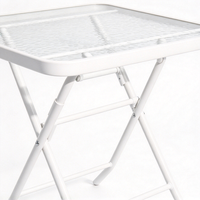 Nouvelle table pliante portable en verre durable avec cadre antirouille et plateau en verre trempé motif vague d'eau, idéale pour jardin et café