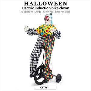 Accesorio de Payaso Animado Grande de Halloween en Bicicleta con Sensor de Movimiento para Casa Embrujada y Parque de Atracciones - Product Image 3