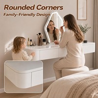 Coiffeuse flottante murale avec tiroirs pour chambre à coucher – Meuble de maquillage moderne et peu encombrant