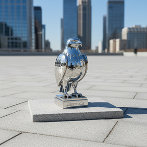 Trophée de football personnalisé LIBERTY 2026 Eagle |   Récompense en métal poli miroir avec motif d'aile gravée en étoile et motif de <span class=keywords><strong>ballon</strong></span> de football - Product Image 3