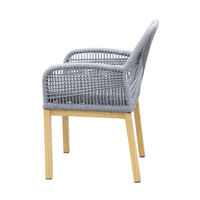 Restaurant Moderne Meubles de Jardin Grain de Bois Corde en Aluminium Tissage Chaise d'Extérieur Moderne