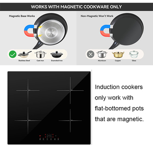 Table de cuisson à induction électrique intégrée de 59 cm, 6800 W, avec 4 zones, commande tactile, plaque vitrocéramique noire, pour appareils de cuisine - Product Image 6