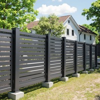 Ensemble de portail de clôture moderne de luxe en alliage d'aluminium pour villa et jardin, 6x6 pieds, facile à assembler, clôture en lattes métalliques écologiques, nature