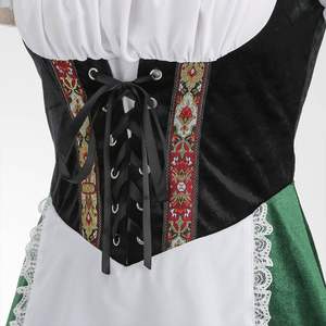 Vestido Oktoberfest para mujer Vestido <span class=keywords><strong>de</strong></span> sirvienta <span class=keywords><strong>de</strong></span> cerveza con gargantilla Disfraces <span class=keywords><strong>de</strong></span> fiesta verdes - Product Image 3
