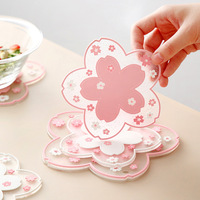 Tapis de tasse à thé en pvc souple, 6 pièces, thé créatif, fleur unie, cristal, ensemble dessous de verre en résine époxy, en bois