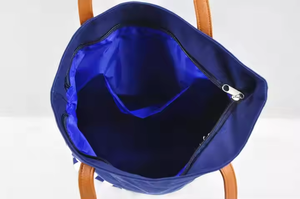 Sac portable à fermeture éclair en toile marine de couleur contrastée - Product Image 3