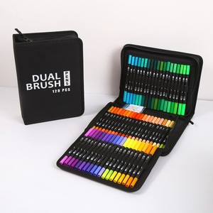 Art Supplier Dual Brush Markers Pen 120 Artist Coloring Markers Water Based Inks Non Toxic Fine Line