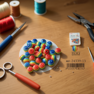 Perline a strisce Ilan Abalorio da 8 mm per la creazione di gioielli - Product Image 3