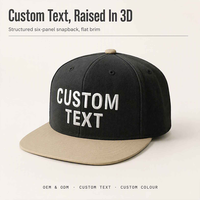 Casquette Snapback Personnalisée Broderie Texte Multi-Panneaux Visière Plate Réglable Bicolore Noir et Marron Style Streetwear