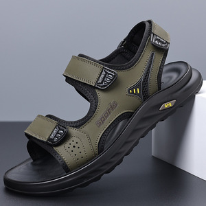 Men's Lightweight Cushioning Sports Casual Open Summer Outdoor Walking Beach Genuine Leather Upper Steel <b>Toe</b> Arch Sandals - Product Image 4