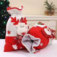 Sacs cadeaux en papier gaufré avec cordon de serrage, motif renne, Père Noël, bonhomme de neige, pour Noël, fruits, bonbons, emballage de cadeaux, décoration