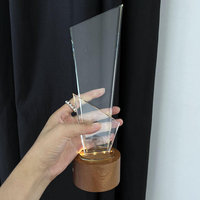 Trophée en verre personnalisé, cristal moderne avec éclairage LED, trophée en cristal étoile pour cadeaux d'affaires MH-S0397