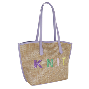 Sac fourre-tout en paille de luxe pour femme, personnalisable avec logo, pour la plage, l'été, l'automne, le printemps, avec bandoulière perlée scintillante, idéal pour les courses - Product Image 2