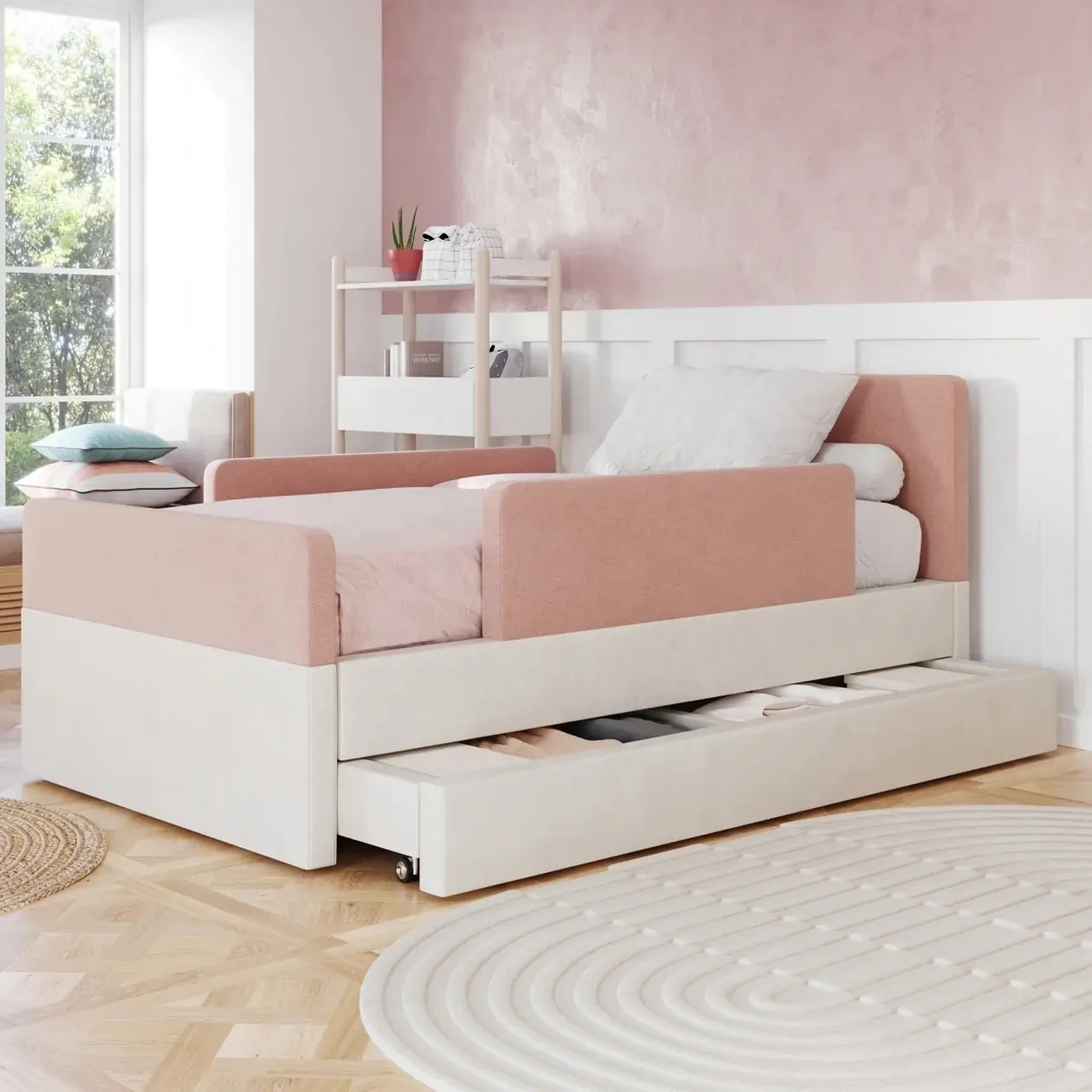 NOVA lit pour tout-petits avec tiroirs de rangement au design moderne lit gigogne pour enfants pour chambre d'enfants se convertit en lit de jour