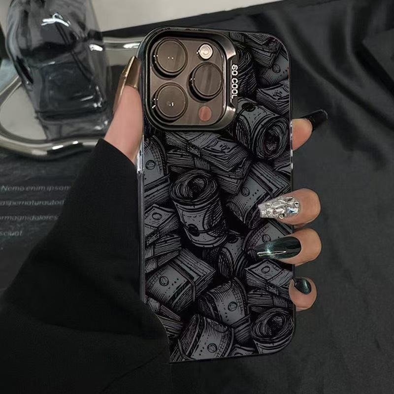 Caja plateada de color negra con billete de dólar estadounidense sed123