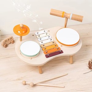 Giocattolo Multifunzionale per Bambini per Suonare Citera e Tamburi, <span class=keywords><strong>Tavolo</strong></span> <span class=keywords><strong>da</strong></span> Gioco in Legno e Giocattolo Musicale - Product Image 3