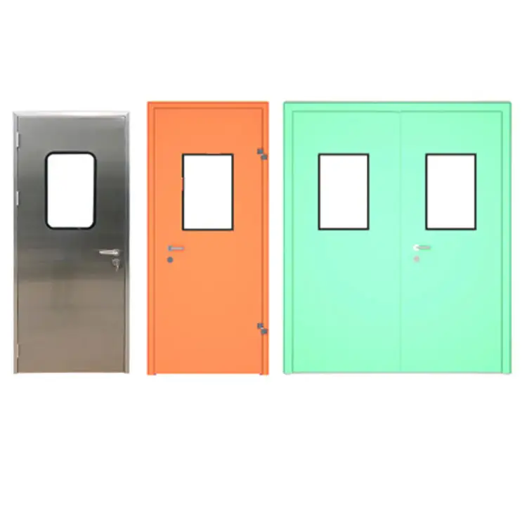 Puerta modular de acero para sala limpia Gmp, sala limpia de alimentos industriales, puerta de empuje, puerta de sala limpia de laboratorio de Hospital