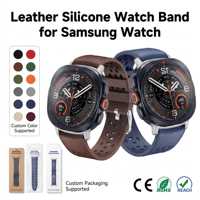 Bracelet en cuir respirant et durable avec maille en silicone pour Samsung Galaxy Watch 9 Ultra 2, bracelet de montre universel pour homme en cuir