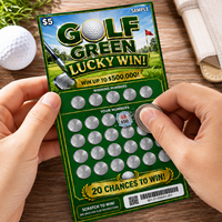 Tarjeta de Visita de Cartón Dúplex con Tema de Golf, Impresión Instantánea por Raspado, Formato y Tamaño Personalizados OEM de Fábrica, Datos Variables, Estampado en Caliente