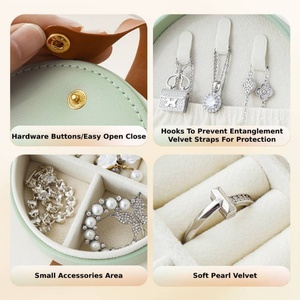 <b>Mini</b> Travel Jewelry <b>Box</b> Bulk Pu Leather Jewelry <b>Box</b> Travel case Velvet Lining Snap Closure Jewelry Bag for <b>Storage</b> & Packaging - Product Image 2