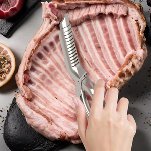 Stainless Steel Rib Membrane Remover Ergonomic Non-Slip Grip Trimming Peeling <b>BBQ</b> Rib Preparation <b>Tool</b> Skin Peeler - Product Image 2