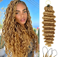 Rambut Crochet Invisible Knots Feather Human Virgin 18 Inch 70g Pre-Looped Brazilian Curly (Open End) Natural Bouncy China Hair