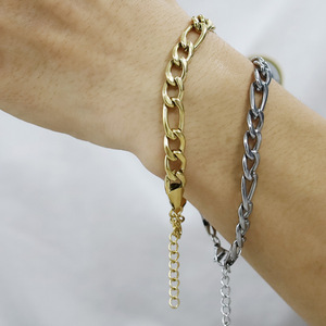 Fashion Figaro Titanium Steel Chain Bracelet Women's 18K Gold Color Geometric Design Jewelry - Product Image 3
