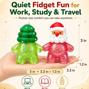 Jouets Squishy de Noël, Squishies Remplis de Gel Pailleté avec Corps en TPR Souple, Jouets Anti-Stress à Remontée Lente, Jouets à Presser - Product Image 5