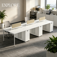 Système de bureau modulaire moderne en bois avec panneaux de conception pour 4 à 8 personnes, armoire de rangement et cloisons de séparation pour usage commercial