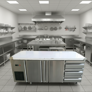 Frigorifero <span class=keywords><strong>da</strong></span> Lavoro Sottobanco per Cucina Commerciale in Acciaio Inox, Tavolo Refrigerato Raffreddato ad Aria con 3 <span class=keywords><strong>Cassetti</strong></span> per Ristorante - Product Image 1