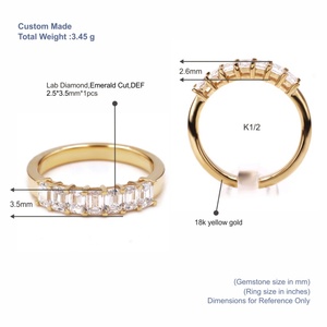 Tianyu Gems Custom 18K Yellow GoldWomen's Eternity <b>Band</b> <b>Ring</b> <b>Emerald</b> Cut Diamond Channel Setting Classic Fine Jewelry - Product Image 1