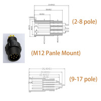 Conector de Panel para PC con Clasificación IP67, Resistente al Agua, de 2-8 Pines, Macho/Hembra, M12/M16, Contacto de Cobre, para Aplicaciones de Iluminación LED