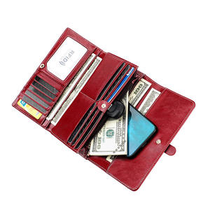 Andong RFID <b>Ladies</b> <b>Wallet</b> Trifold <b>Wallet</b> Japanese Korean Style Phone Coin <b>Purse</b> Genuine Cow Leather - Product Image 5