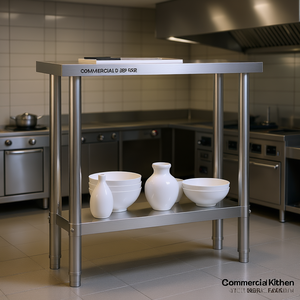 Commercial Kitchen <b>Work</b> <b>Table</b> 32.5x11.8x33.5 Stainless Steel Polished Finish Freestanding - Product Image 2
