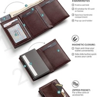 Portefeuille pour homme avec protection RFID anti-vol, porte-cartes en microfibre et alliage d'aluminium, avec service de personnalisation en cuir véritable disponible