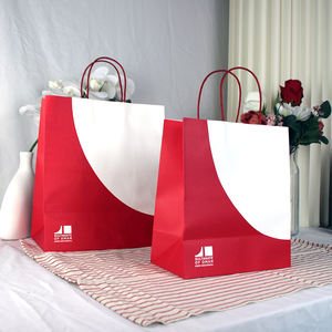 Groothandelsprijs Cadeau Fastfood Afhaalmaaltijden Groot Formaat Bruine <span class=keywords><strong>Kraft</strong></span> Papieren Zakken Met Handvat Op Maat Print Uw Eigen Logo Boodschappentas - Product Image 6