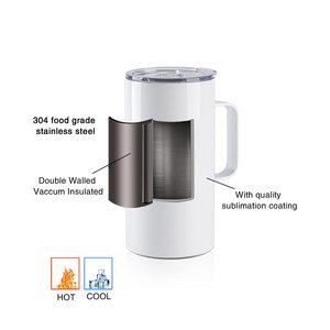 แก้วน้ำสแตนเลสแบบมีหูจับ ขนาด 20 ออนซ์ สีขาว สำหรับพิมพ์ลายซับลิเมชั่น พร้อมฝาเลื่อน สำหรับแก้วน้ำและแก้วกาแฟ - Product Image 4