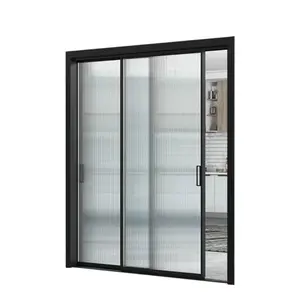 Porte vitrée de cuisine à cadre de style européen Porte coulissante intérieure en aluminium Portes coulissantes étroites en alliage d'aluminium
