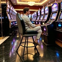 Chaise de jeu de casino personnalisée à dossier haut, tabouret de bar pivotant, chaise de slot en cuir gris et noir pour salle de machines à sous de casino