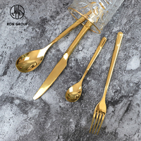 Ensemble de couverts en acier inoxydable or écologique pour restaurant