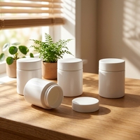 Pot en verre opaque blanc en gros, récipient en verre à large ouverture avec couvercle sécurité enfant pour herbes, grains de café, fleurs séchées, épices
