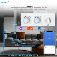 UBARO Zigbee Smart 3-fach EU Schuko Wandsteckdose Intelligente Steckdose mit Dual USB A+C Ladeanschluss Gehärtetes Glaspanel Smart Home Outlet