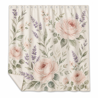 Rideau de Douche Moderne Abstrait Personnalisé à Motifs Floraux en Tissu Séchage Rapide avec Logo OEM ODM pour Hôtels, Commerces et Projets de Salles de Bain