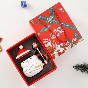 Taza de Café de Porcelana con Diseño Navideño de Santa Claus y Muñeco de Nieve, con Cuchara, para Fiestas, Venta al Por Mayor de Fábrica - Product Image 5