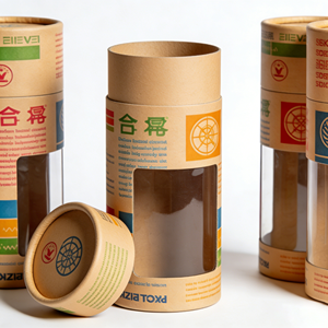 Eco Friendly Recyclable Cylinder Paper Tube With Display <b>Window</b> Custom Size Logo Cardboard Packaging For Cosmetic - Product Image 1